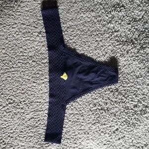 NWOT Aerie Patterned Lace Waistband Tasseled Cotton Thong Panty